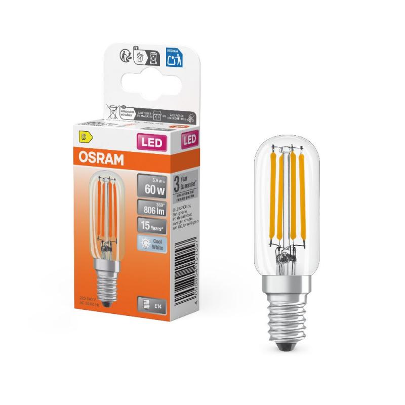 OSRAM E14 LED Special T26 55 300° Filament Lampe 5,9W wie 60W neutralweiß - auch geeignet für den Kühlschrank, EEK: D (Spektrum: A bis G)