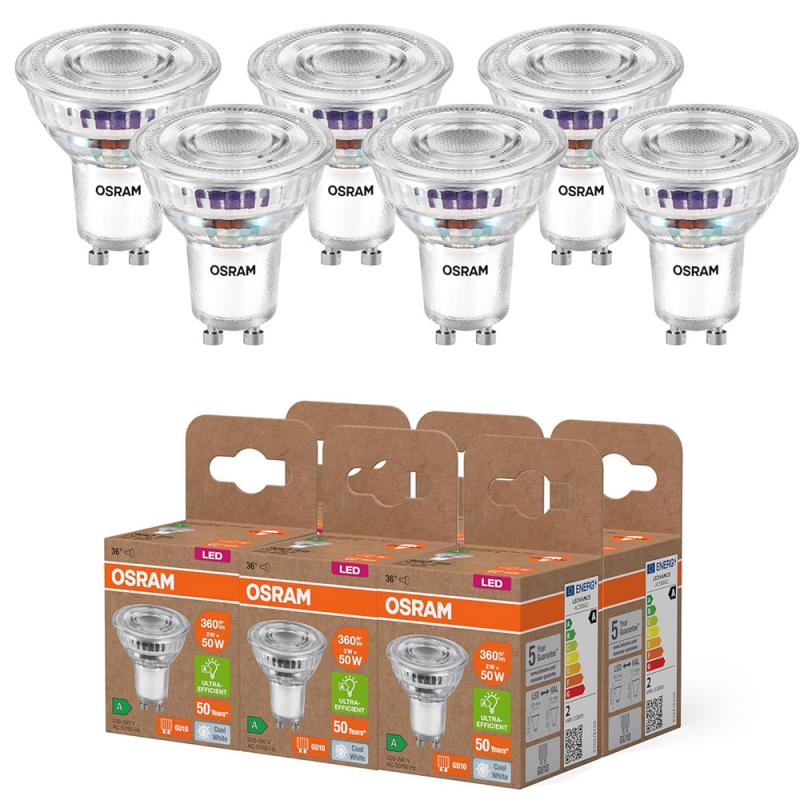 6-Pack  Osram GU10 PAR16 LED Strahler STAR besonders effizient 36° 2W wie 50W 4000K neutralweißes Licht - Sehr gute Energieeffizienz
