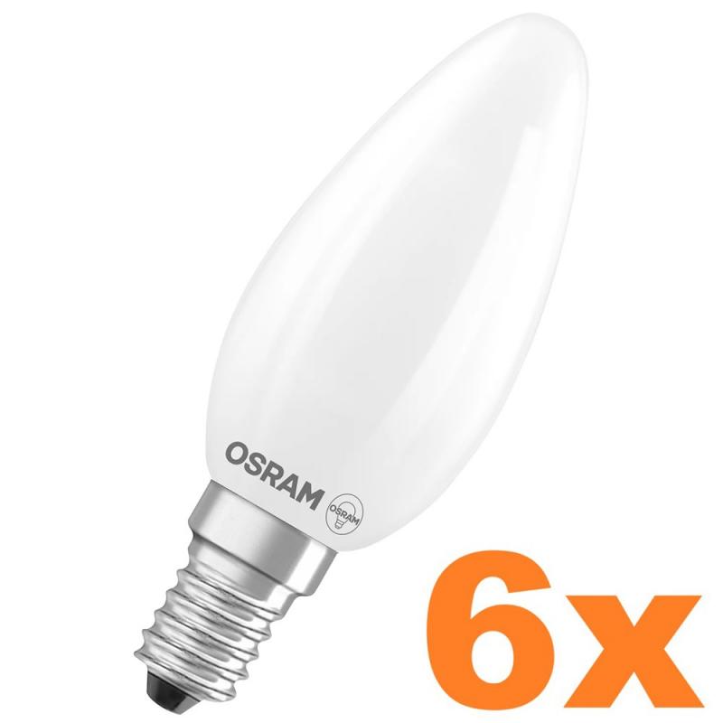 6er Osram E14 LED Kerzenlampe CLASSIC besonders effizient Frosted 2,2W wie 40W 4000K neutralweißem Licht - Sehr gute Energieeffizienz