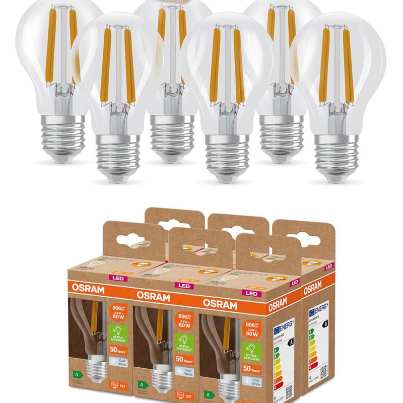 6er Set OSRAM E27 besonders effiziente LED Lampe 3,8W wie 60W 4000K neutralweißes Licht - beste Energie Effizienz Klasse
