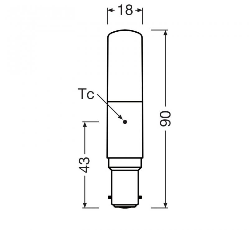 Aktion: Nur noch angezeigter Bestand verfügbar:   OSRAM B15d LED Lampe Special T SLIM dimmbar 2700K 8W wie 75W Kolbenform schlank