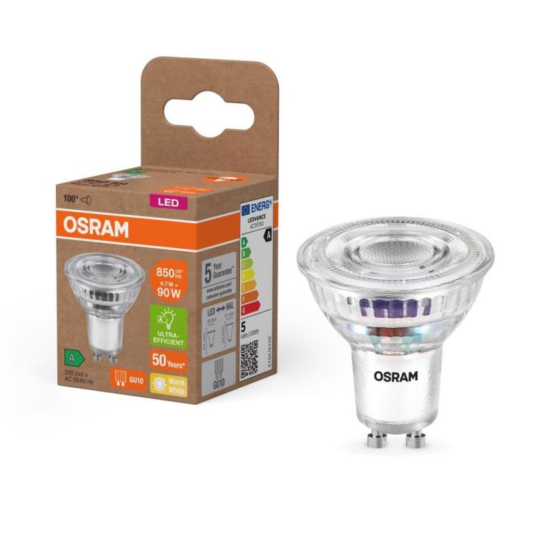 6er Set Osram GU10 PAR16 LED Strahler STAR besonders effizient 100° 4,7W wie 90W 2700K warmweißes Licht - Sehr gute Energieeffizienz  breiter Winkel
