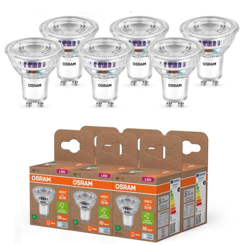 6er Set OSRAM GU10 LED Strahler besonders effizient 100 ° 2,5W wie 50W 4000K neutralweißes Licht