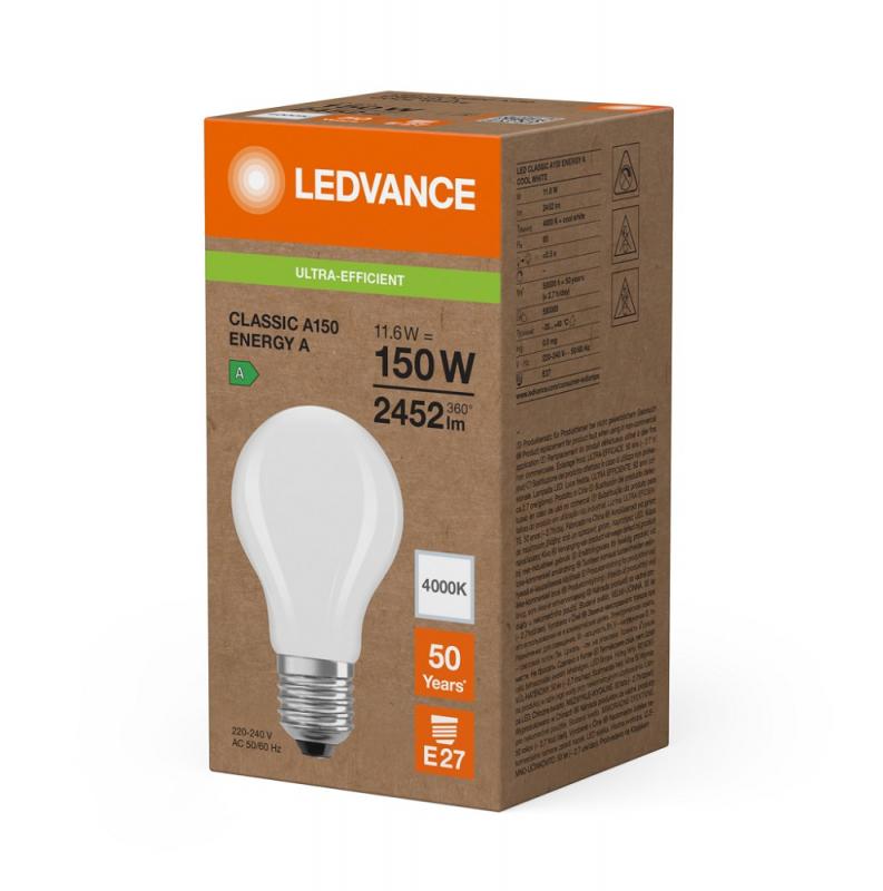 Ledvance E27 Besonders effiziente LED Lampe Classic mattiert 11,6W wie 150W 4000K neutralweißes Licht