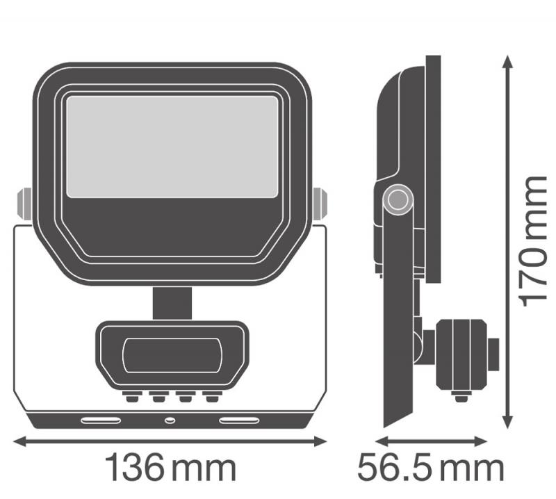 LEDVANCE Muliti Select weißer LED Fluter FL10 SN mit Sensor 8 W / 6 W 3000K warmweißes Licht - wählbare Wattageneinstellung (Multi Lumen)