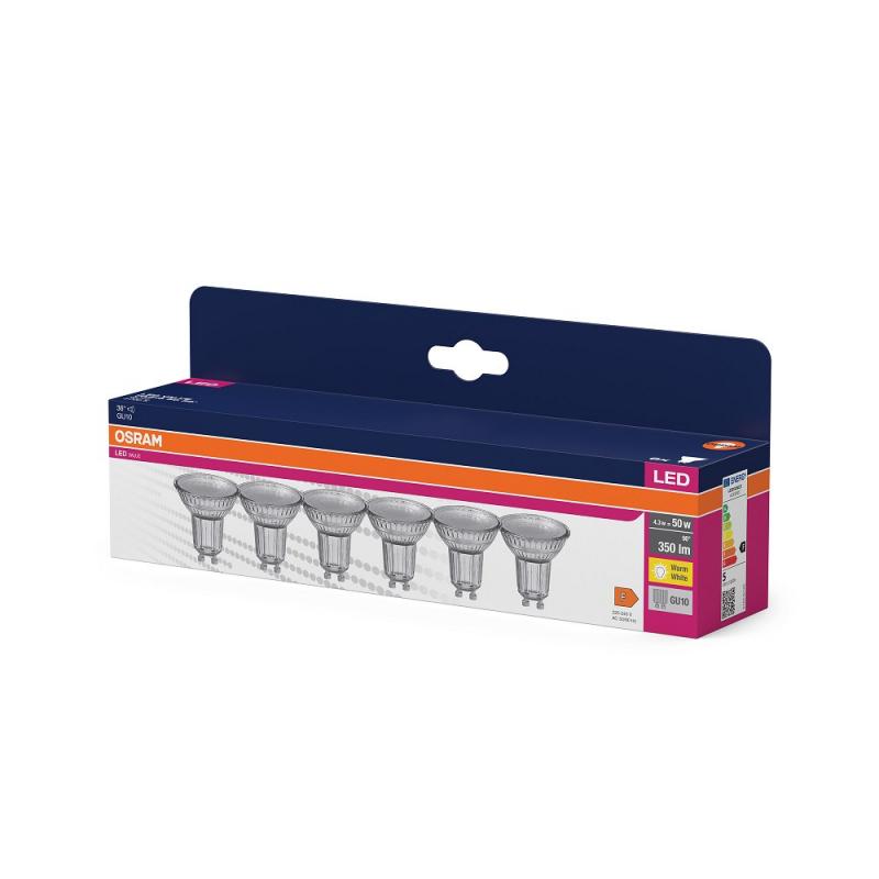 60 x OSRAM GU10 LED Strahler VALUE PAR16 4.3W wie 50W 36° 2700K warmweißes Licht GLAS