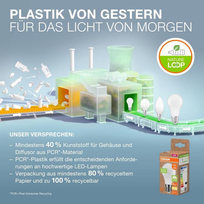 3er Pack OSRAM E27 LED Star Classic A 100 Recycled Plastic 14W wie 100W warmweisses Licht