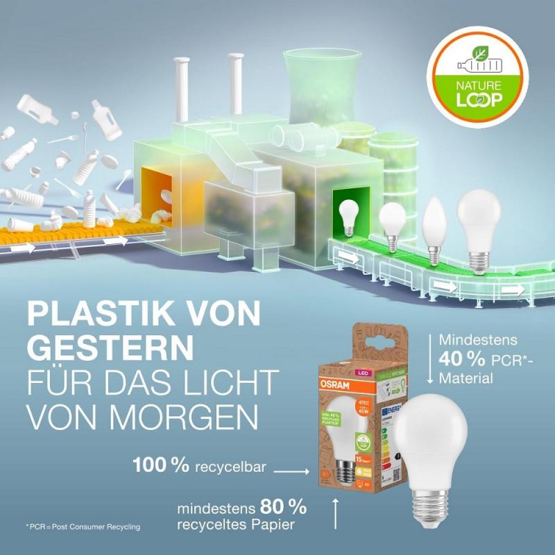 3er Pack OSRAM E27 LED Star Classic A 100 Recycled Plastic 14W wie 100W NEUTRALWEIßES Licht 4000k