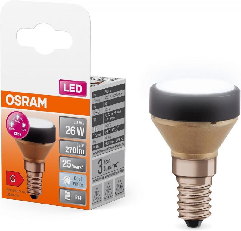 OSRAM E14 OSRAM Flat Lampe ultra-kompakte und flache LED Lampe 3,5W ersetzt herkömmliche 26W dimmbar 4000K neutralweißes Licht