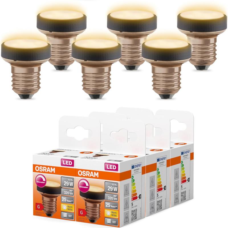 6er-Pack OSRAM E27 LED STAR FLAT 29 Strahler dimmbar 4,5W wie 29W warmweißes Licht