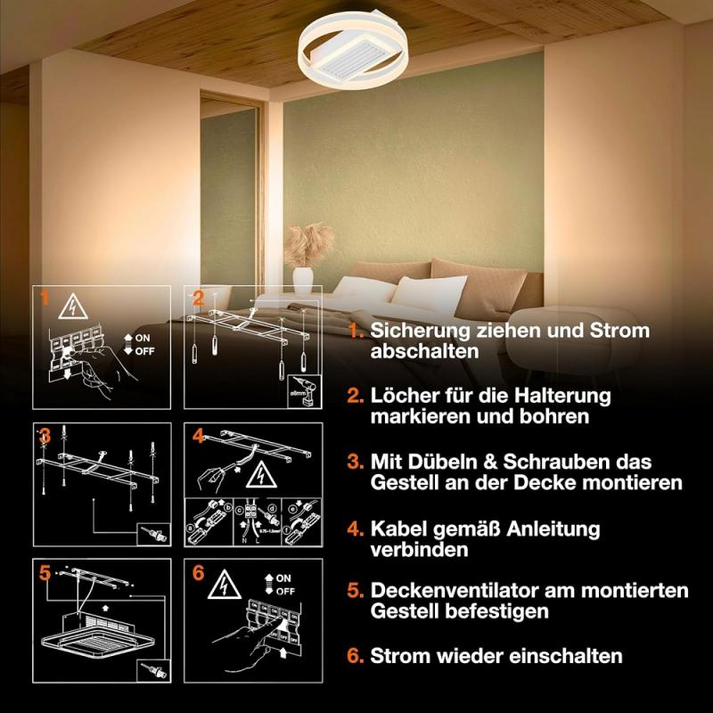 LEDVANCE CEILI LED Deckenventilator 55W 3100lm 3000-6500K dimmbar Ø500mm Weiß mit Fernbedienung