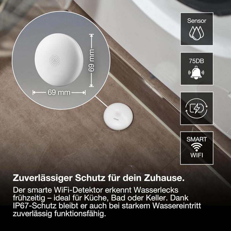 OSRAM SMART+ WiFi Wassermelder, 69 mm, weiß