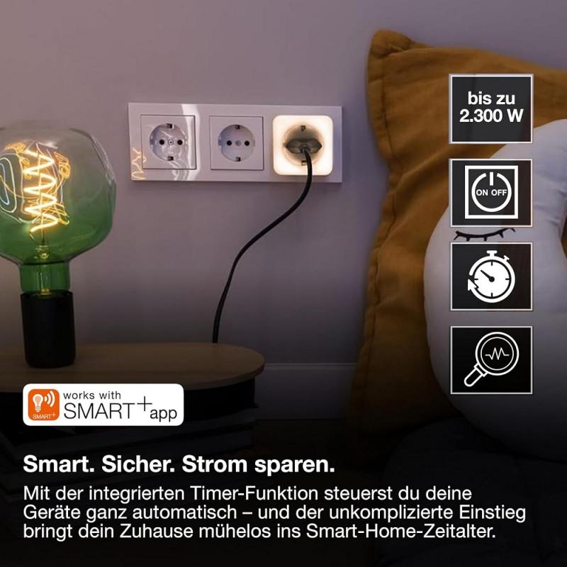OSRAM SMART+ WIFI Steckdose mit Nachtlicht IP20-Schutz - für Integration von Geräten ins Smart Home und Sicherheit