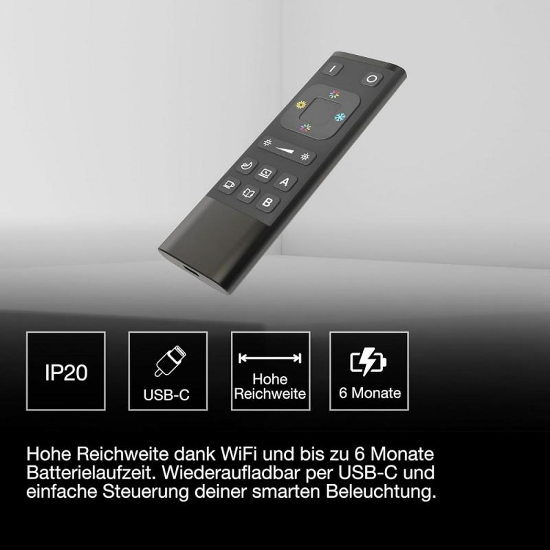 OSRAM SMART+ WIFI Fernbedienung, aufladbar mit USB-C in Schwarz zur intelligenten Steuerung Automatisierung von Smart-Home-Systemen