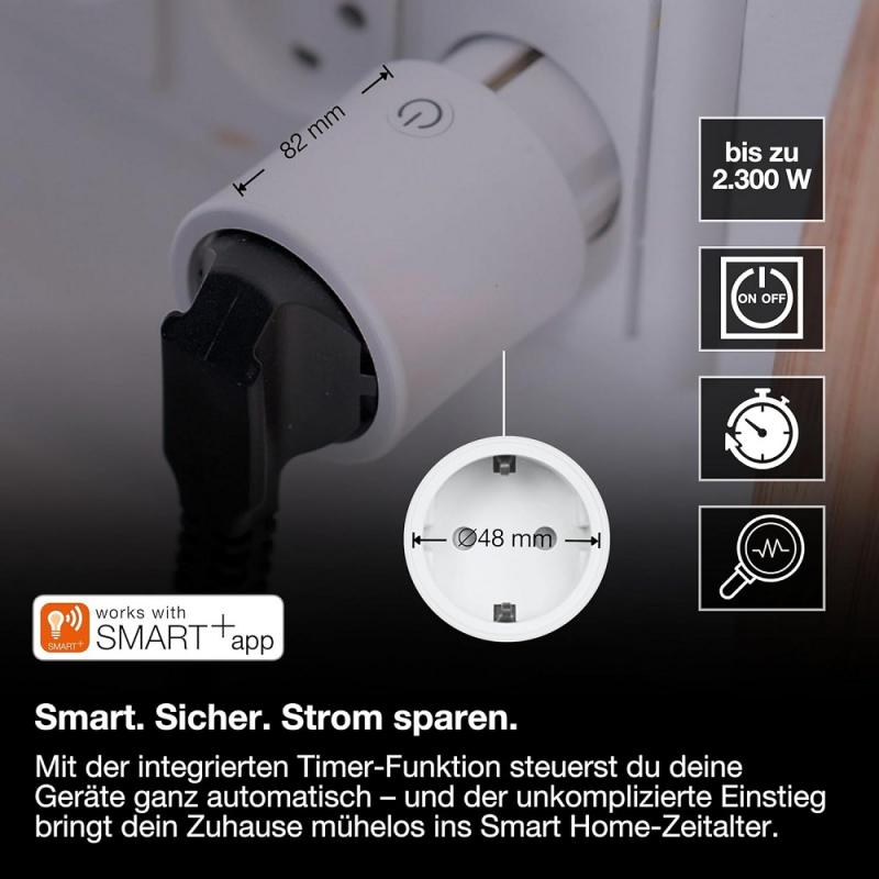 OSRAM SMART+ MATTER Steckdose - intelligente Steckdose mit Matter over WiFi-Technologie zur Einbindung von elektrischen Geräten ins Smart Home System