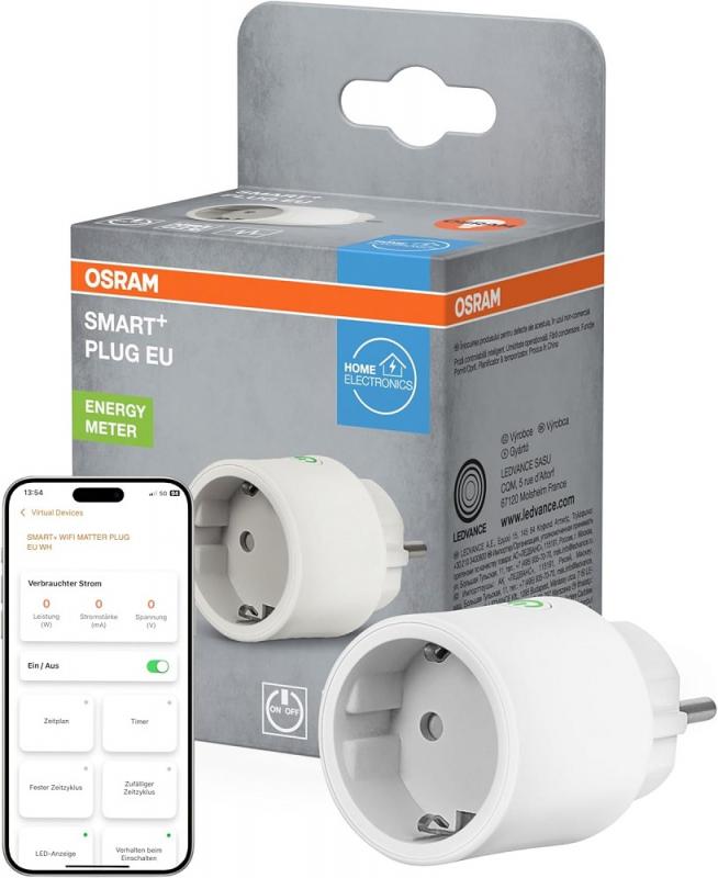 OSRAM SMART+ MATTER Steckdose - intelligente Steckdose mit Matter over WiFi-Technologie zur Einbindung von elektrischen Geräten ins Smart Home System
