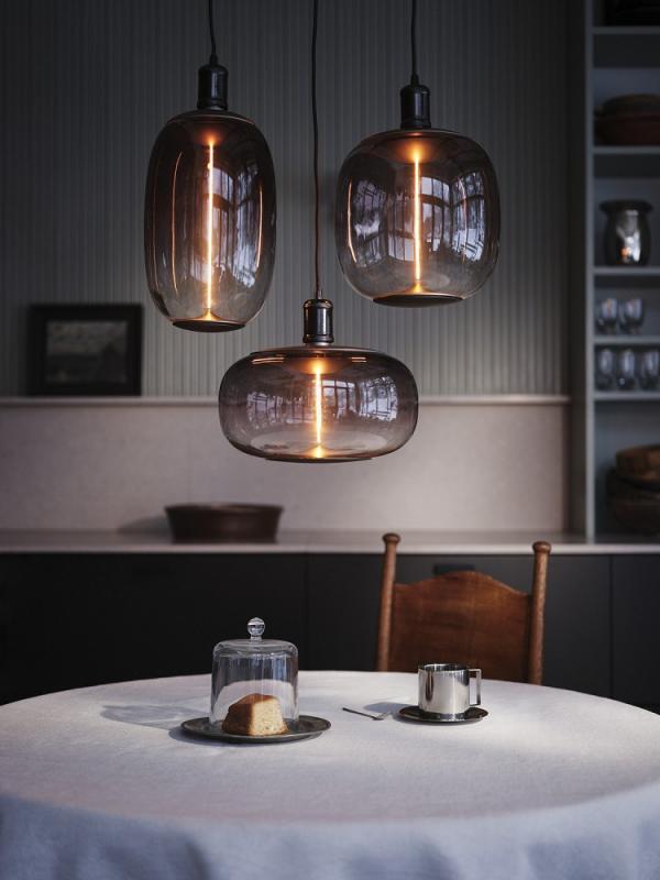 OSRAM VINTAGE 1906 4099854419416 BOBBIN Ø 10 cm schwarz - Schlichte Pendelleuchte mit stoffummanteltem Kabel und E27 Fassung ohne Leuchtmittel