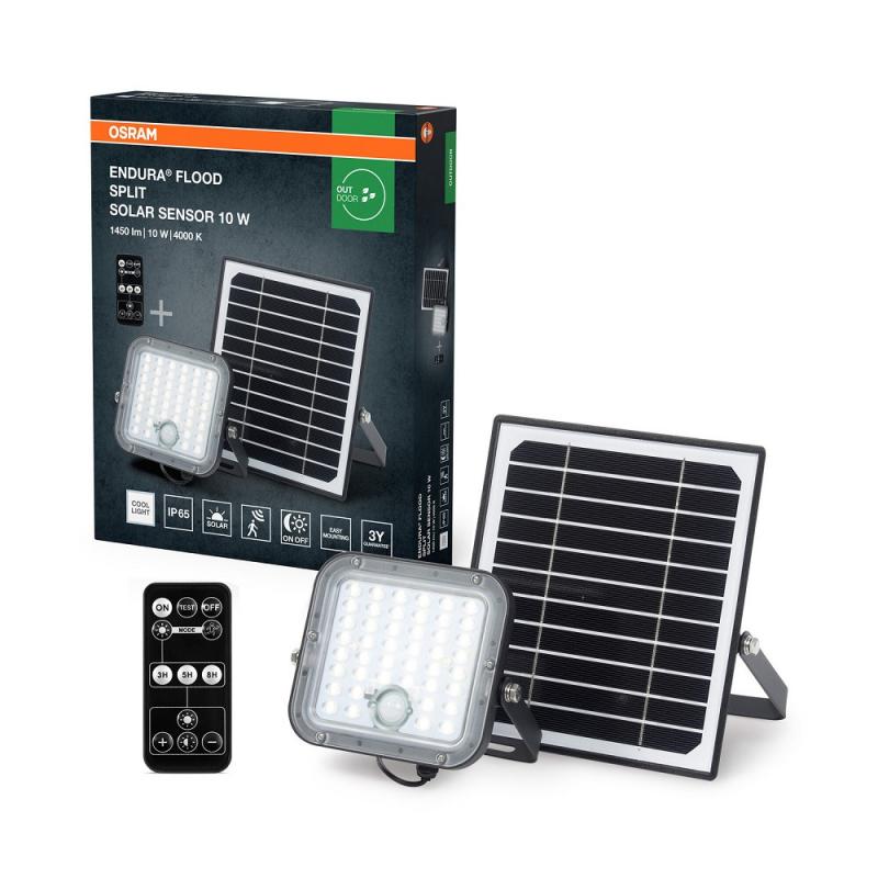 OSRAM Solar LED Außen Fluter ENDURA FLOOD mit Sensor 10W 4000K neutralweißes Licht mit Fernbedienung