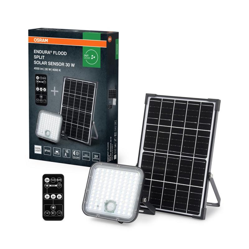 Osram Solar LED Außen Fluter ENDURA FLOOD mit Sensor 30W 4000K neutralweißes Licht mit Fernbedienung