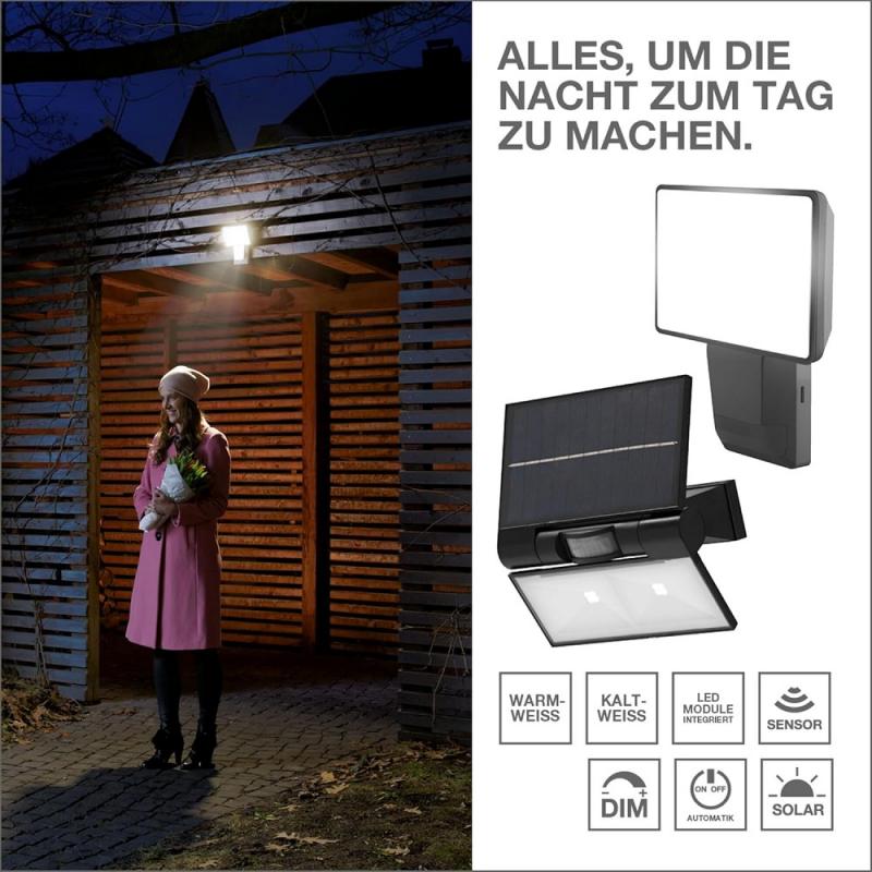 Osram ENDURA Solar Fluter DOUBLE Outdoor-Flutlichter - Außenwandleuchte mit futuristischem Design mit Energieeinsparpotential im Außenbereich