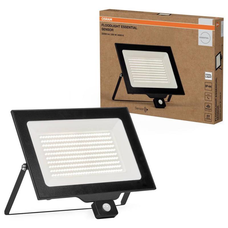 OSRAM LED Fluter Floodlight Essential mit Sensor 200W 4000K Neutralweiß IP44 schwarz