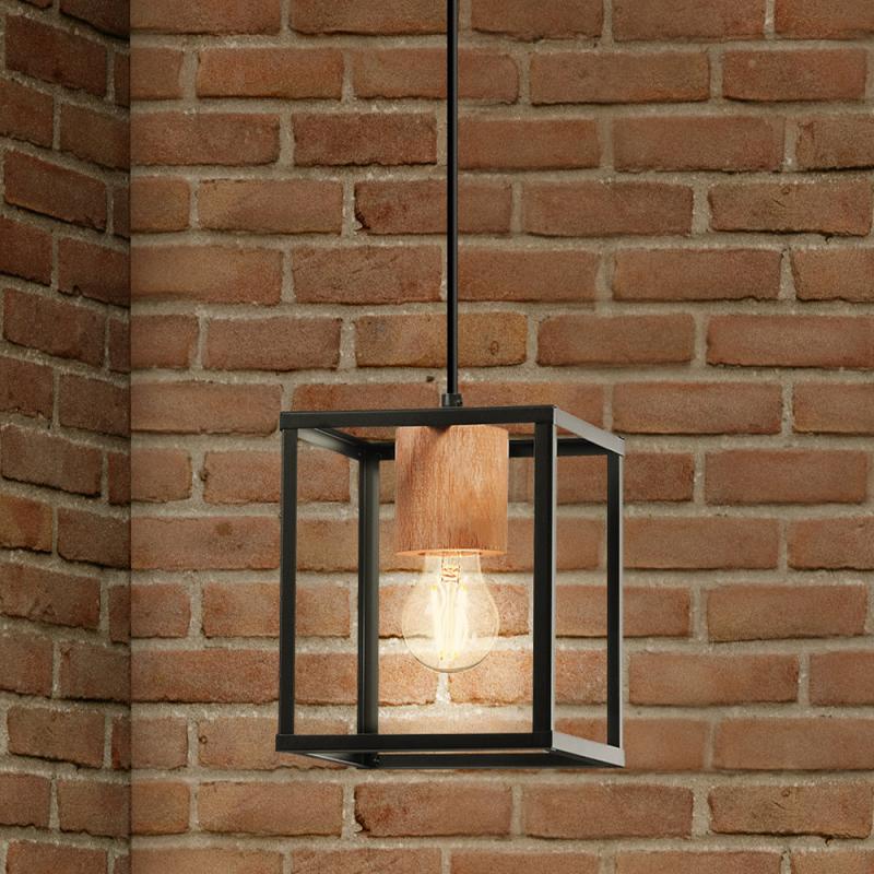 Osram Decor Nairobi Pendelleuchte 1-flammig aus Stahl & Holz in Schwarz