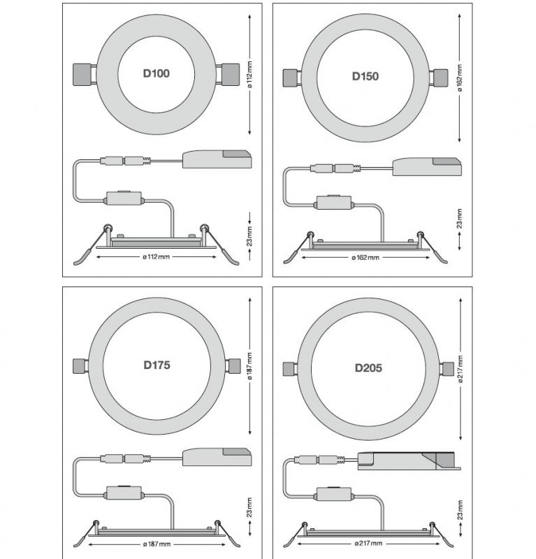 Flache Ledvance LED Einbauleuchte Slim weiß Einbau ø 20,5cm rund 19W warmweißes Licht