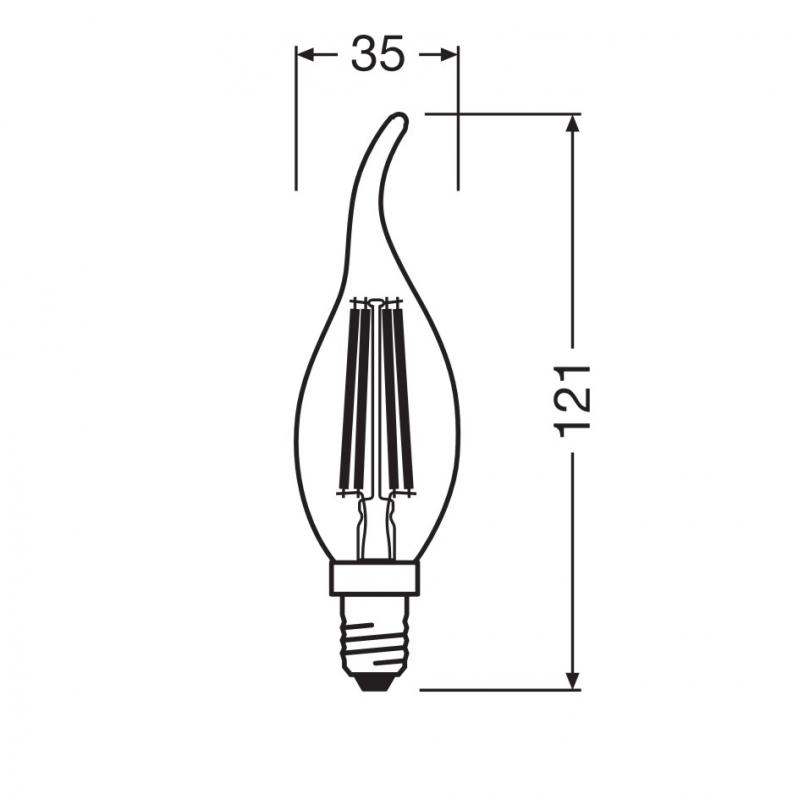 OSRAM E14 LED Superstar Classic BA 40 FILAMENT Windstoß Kerzenform klar dimmbar warmweißes Licht