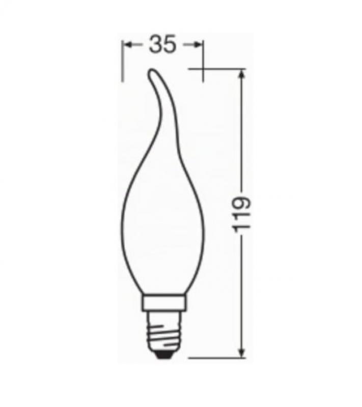 OSRAM E14 LED Windstoßlicht Superstar Classic BA 40 matt dimmbar 3.4W wie 40W warmweißes Licht