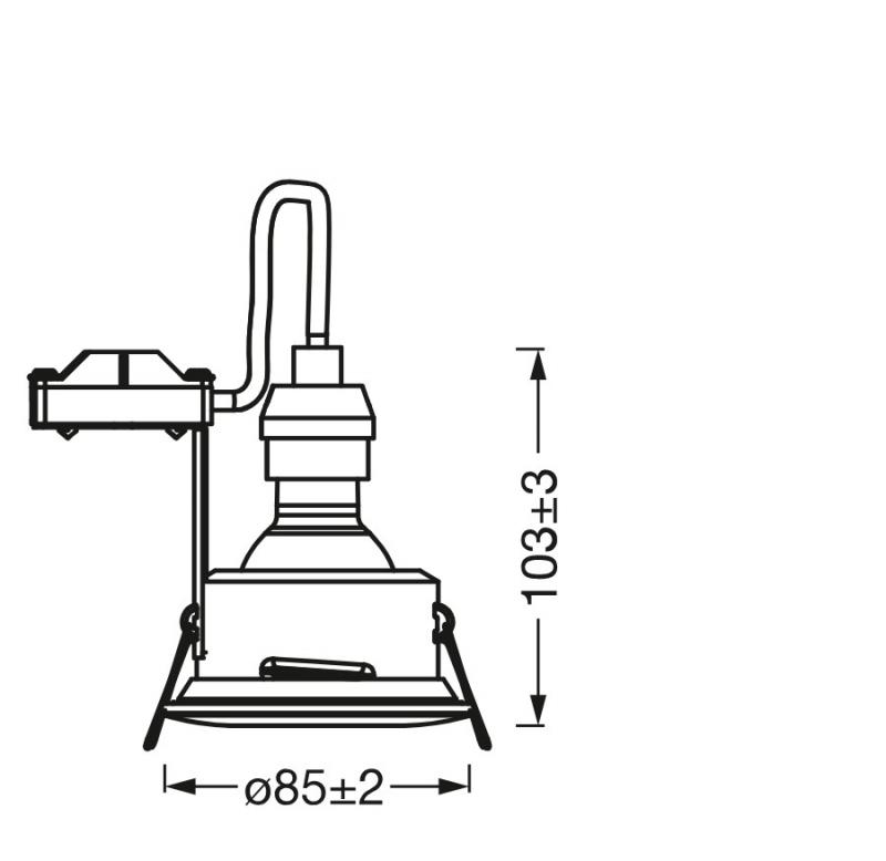 OSRAM Spot Deckeneinbauleuchte inkl GU10  für Feuchträume mit warmweißer LED IP65 - vollständiges Anschlusszubehör enthalten, Einbaudurchmesser 70 mm