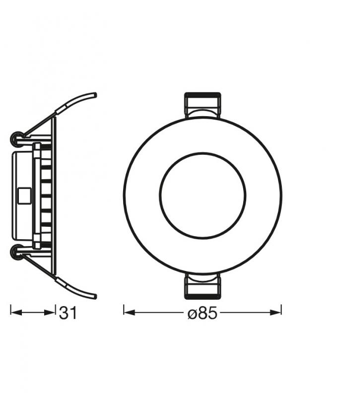 Ultra Slim Einbauleuchte OSRAM mit warmweißer LED, Einbaudurchmesser 72 mm, Einbautiefe 35 mm