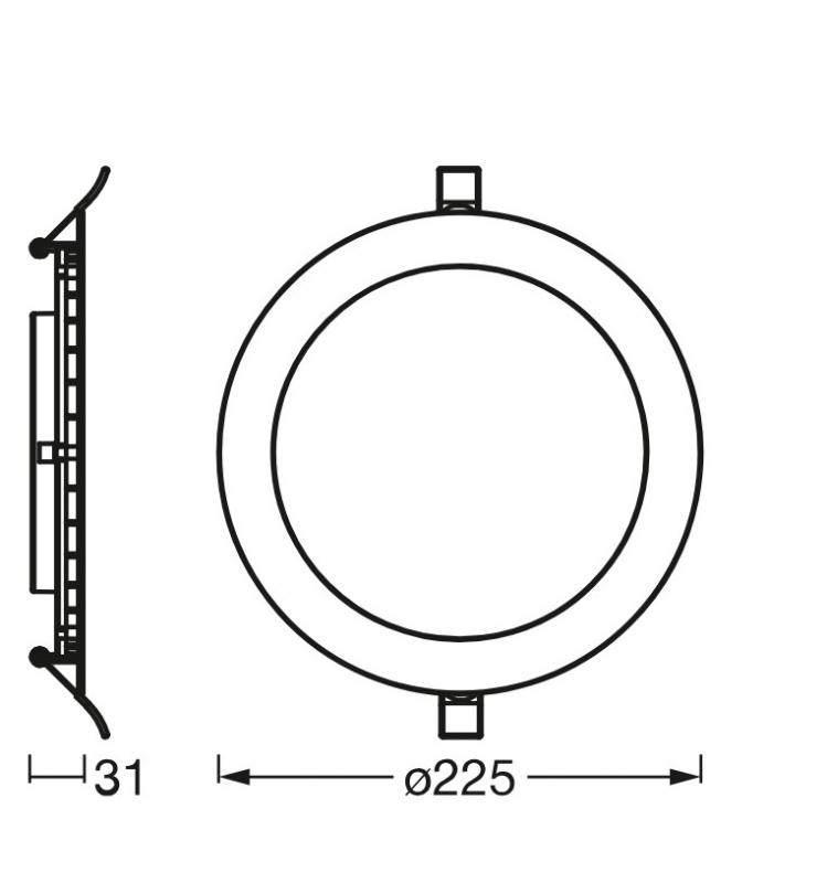 OSRAM LED Einbauleuchte ultra slim ø22,5cm weiß, 3000K - warmweiß, Einbaudurchmesser 200 mm, Einbautiefe 35 mm