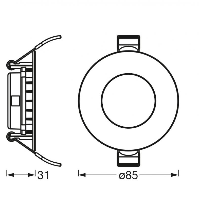 OSRAM LED Einbauleuchte ultra slim ø8cm weiß neutalweißes Licht - flaches Design, IP20, Einbaudurchmesser 72 mm, Einbautiefe 35 mm