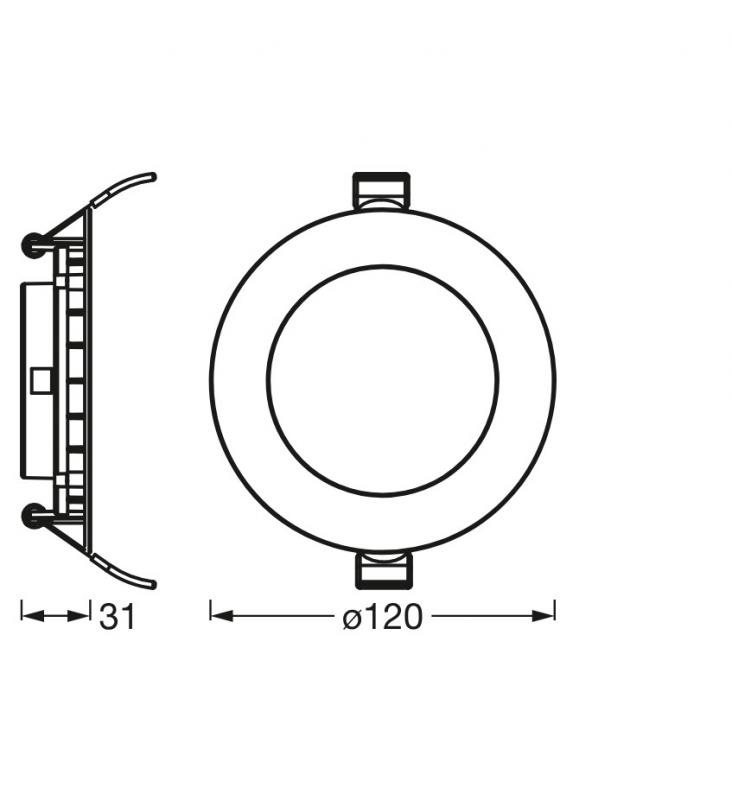 OSRAM LED Downlight ultra slim ø12cm weiß 4000K - neutralweiß, flaches Design, IP20, Einbaudurchmesser 105 mm, Einbautiefe 350mm