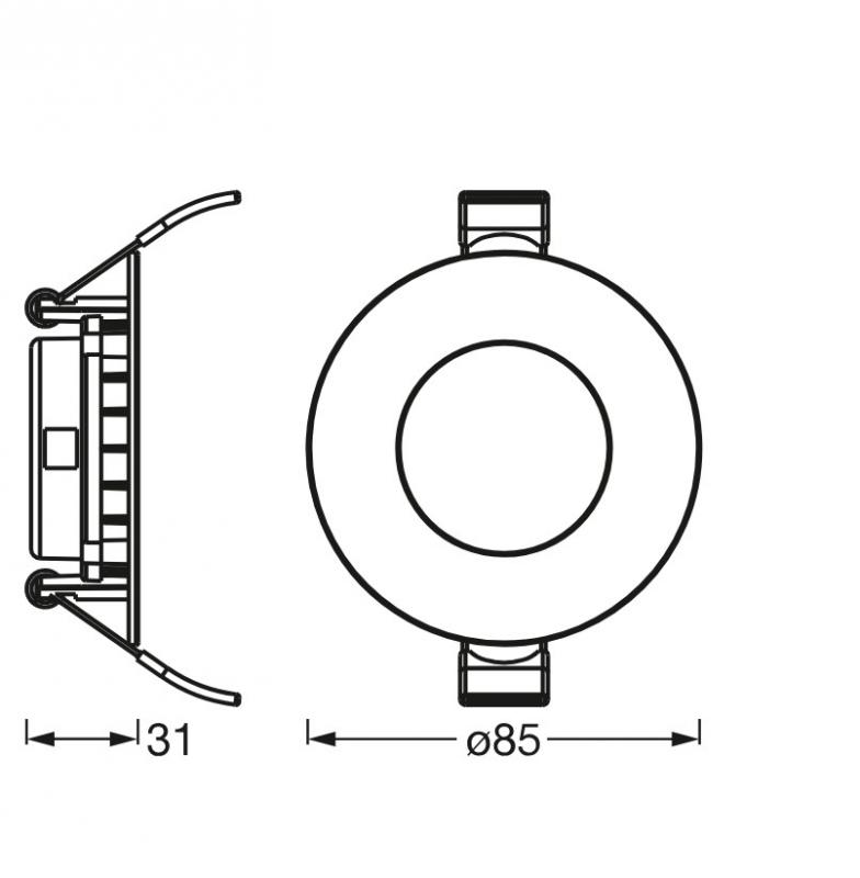 OSRAM LED Downlight ultra slim ø8cm weiß 6500K Tageslicht - flaches Design, IP20, Einbaudurchmesser72 mm, Einbautiefe 35 mm