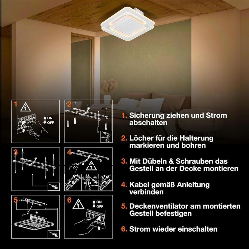 Osram Deckenlicht/-ventilator eckig 55W CCT dimmbar