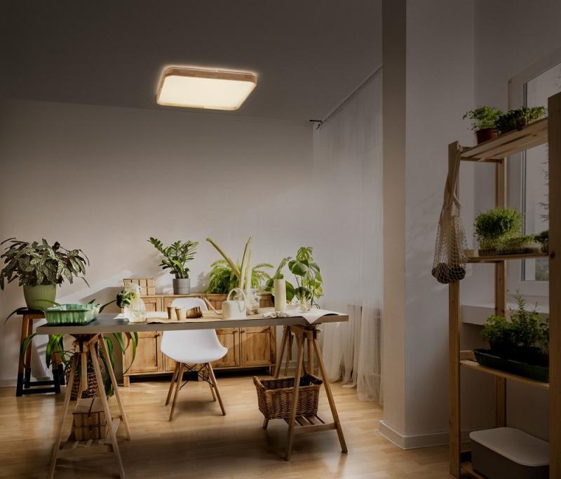 OSRAM Holz Decor Deckenleuchte Orbis Alicia 495X495MM 36W Click DIM - Dimmen in drei Stufen durch wiederholtes Schalten