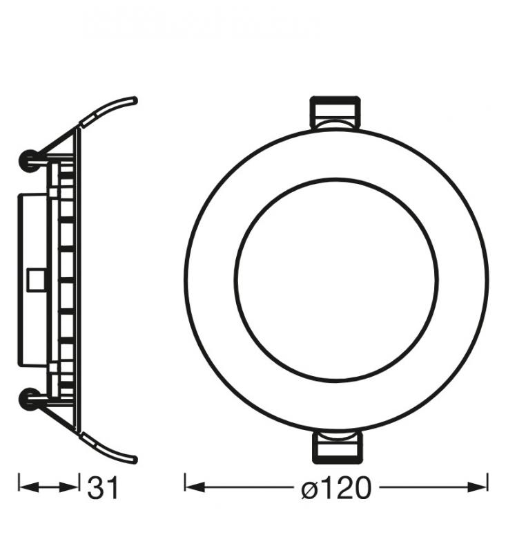 OSRAM  LED Downlight ultra slim ø12cm weiß kaltweißes Arbeitslicht - flaches Design, IP20, einfache Montage, Einbaudurchmesser 105 mm