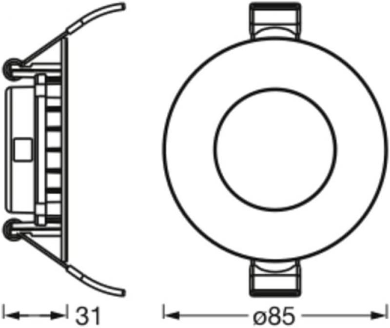 3er Set OSRAM Downlight ultra slim ø8cm LED-Einbauleuchte 4.5W Warmweißes Licht Weiß - mit integriertem Treiber,IP20, inkl. Montagezubehör, Einbaudurchmesser72 mm, Einbautiefe 35 mm