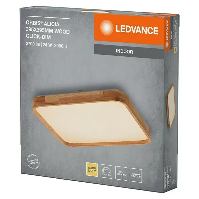 OSRAM Holz Decor Deckenleuchte Orbis Alicia Click DIM - Dimmen in drei Stufen durch wiederholtes Schalten