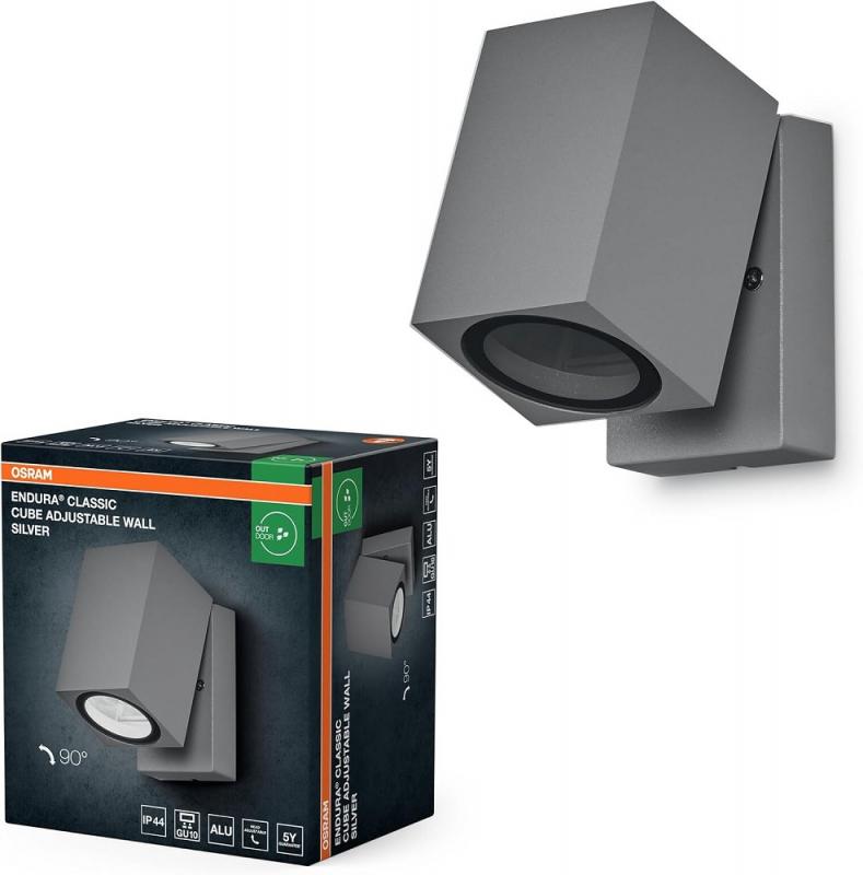 OSRAM Wandleuchte Endura Classic Cube in Silber mit verstellbarem Lampenkopf