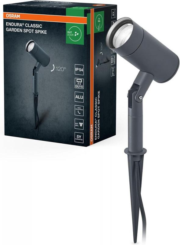 OSRAM Erdspießstrahler Endura Classic Garden Spot Spike aus Aluminium in Dunkelgrau - kann mit einfacher oder smarter Lampe bestückt werden, ausrichtbarer Leuchtenkopf, Schutzklasse IP54