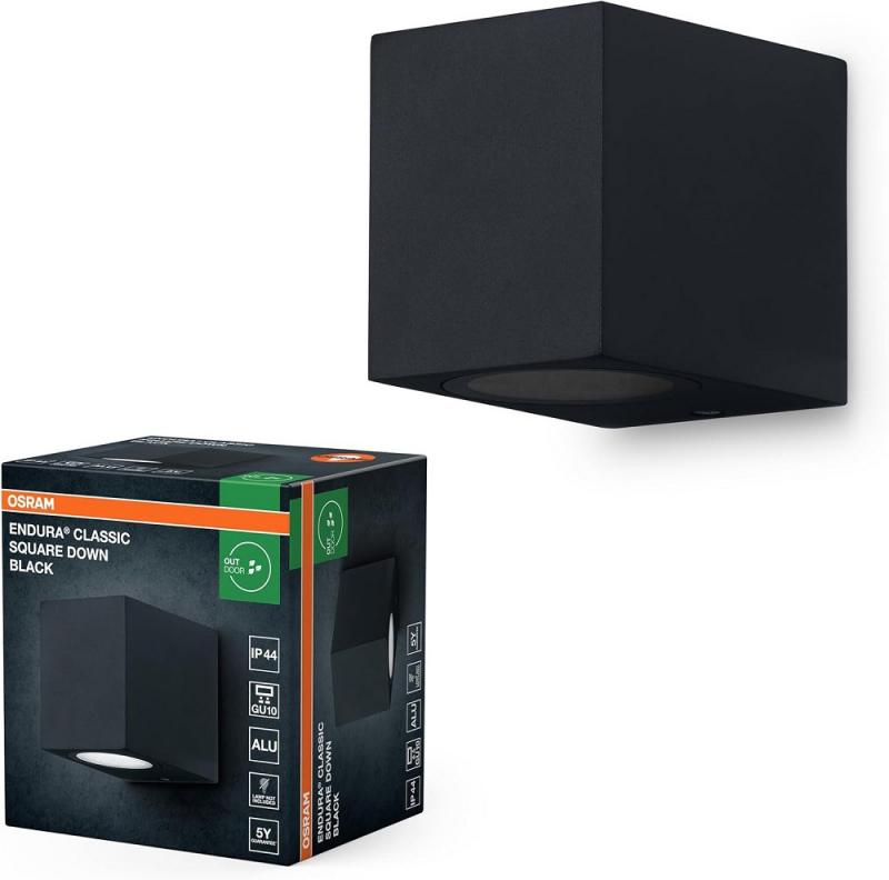 OSRAM Wandleuchte Endura Classic Square Down in Schwarz aus Aluminium