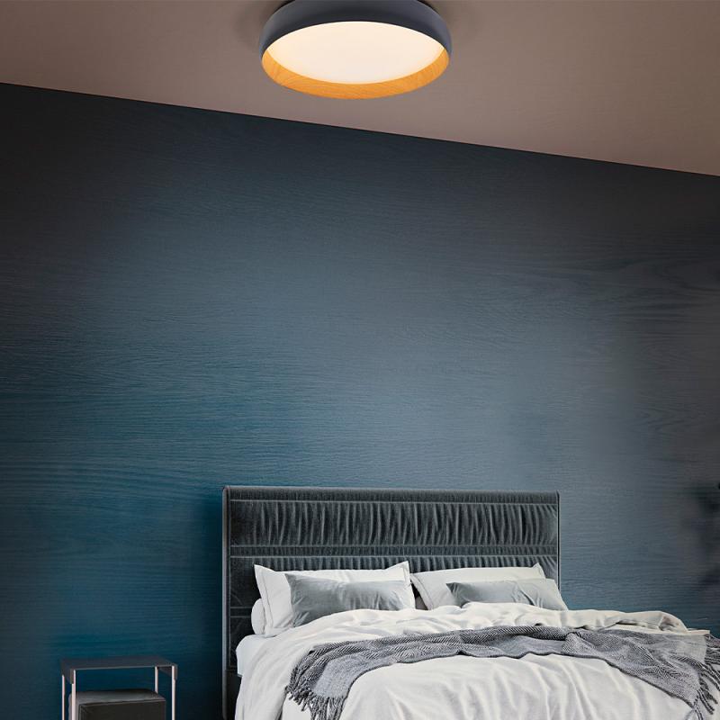 Osram Orbis Livia Deckenleuchte 520MM 36W Click DIM in Wood-Decor-Schwarz- Dimmen in drei Stufen durch wiederholtes Schalten