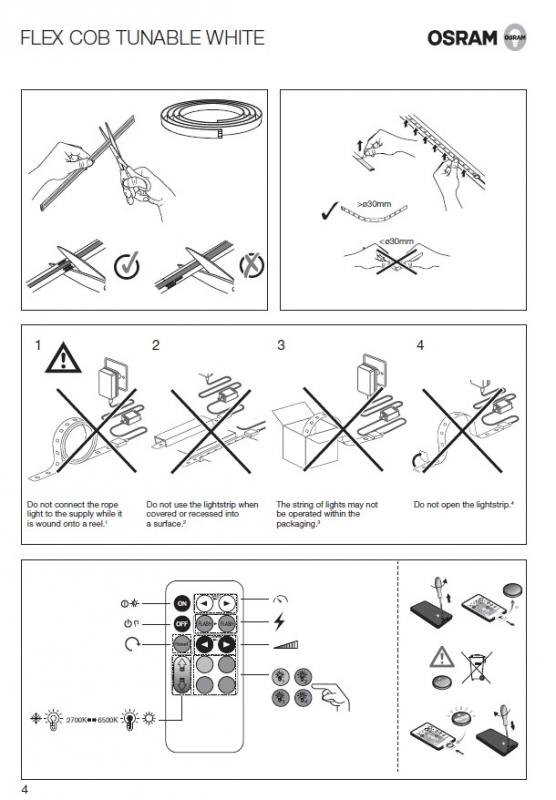 5M Osram Flex COB LED-Streifen tunable white mit Fernbedienung IP20