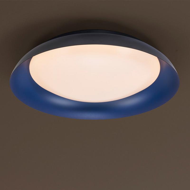 OSRAM Deckenleuchte Orbis Plate 35W Ø 43 cm - Dekorative Leuchte aus Stahl in Schwarz/Blau - dimmbar in drei Stufen durch wiederholtes Schalten