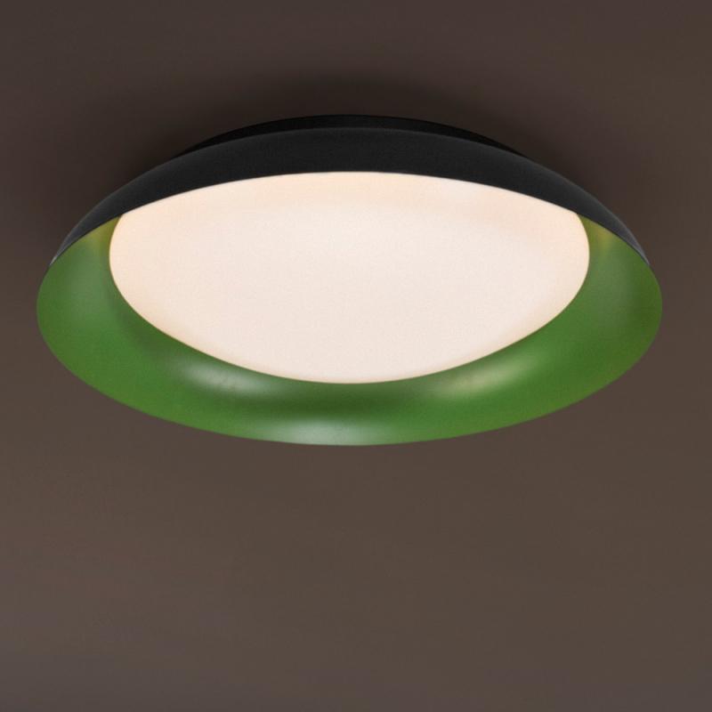 OSRAM Deckenleuchte Orbis Plate 19W Ø 31 cm - Dekorative Leuchte aus Stahl in Schwarz / Grün - dimmbar in drei Stufen durch wiederholtes Schalten