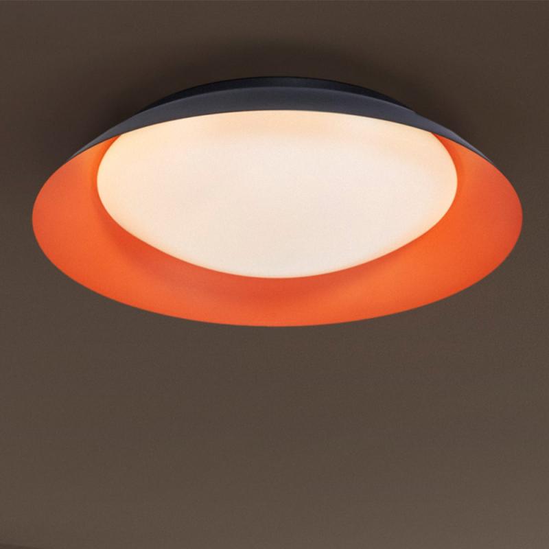 OSRAM Deckenleuchte Orbis Plate 35W Ø 43 cm - Dekorative Leuchte aus Stahl in Schwarz / Orange - dimmbar in drei Stufen durch wiederholtes Schalten