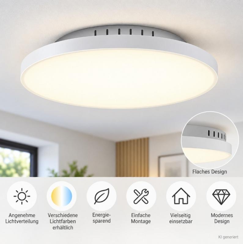 OSRAM PLANON Frameless Round 300mm 19W 1750lm 3000K Warmweiß Ra80 LED Decken- und Wandleuchte Weiß IP20 120°