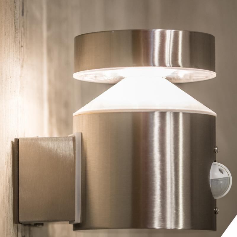 OSRAM LED Edelstahl Wandleuchte Endura Style Cylinder Wall mit Sensor - modernes Edelstahl-Design, IP44 für Eingänge und Fassaden